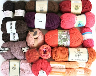 3.1 lb Yarn Variety Pack, Wool, Merino, Cotton, Fall Colors, Destash