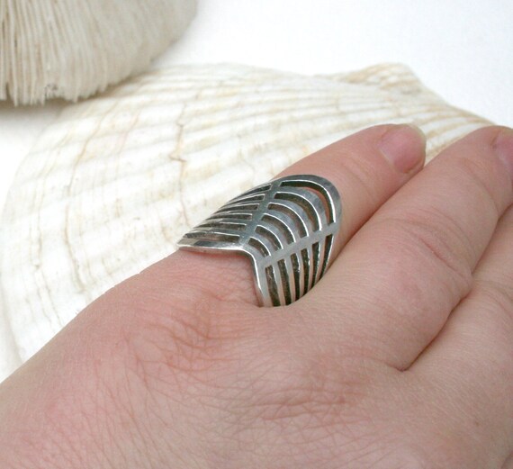 Modernist style openwork ring. Artisan, statement… - image 2