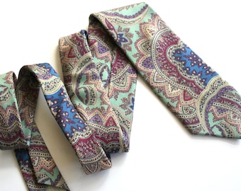 Vintage Liberty of London Silk Necktie, Paisley Scrollwork, Made in USA