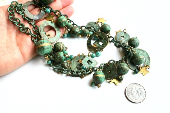 Vintage bohemian celestial statement necklace. Ru… - image 4