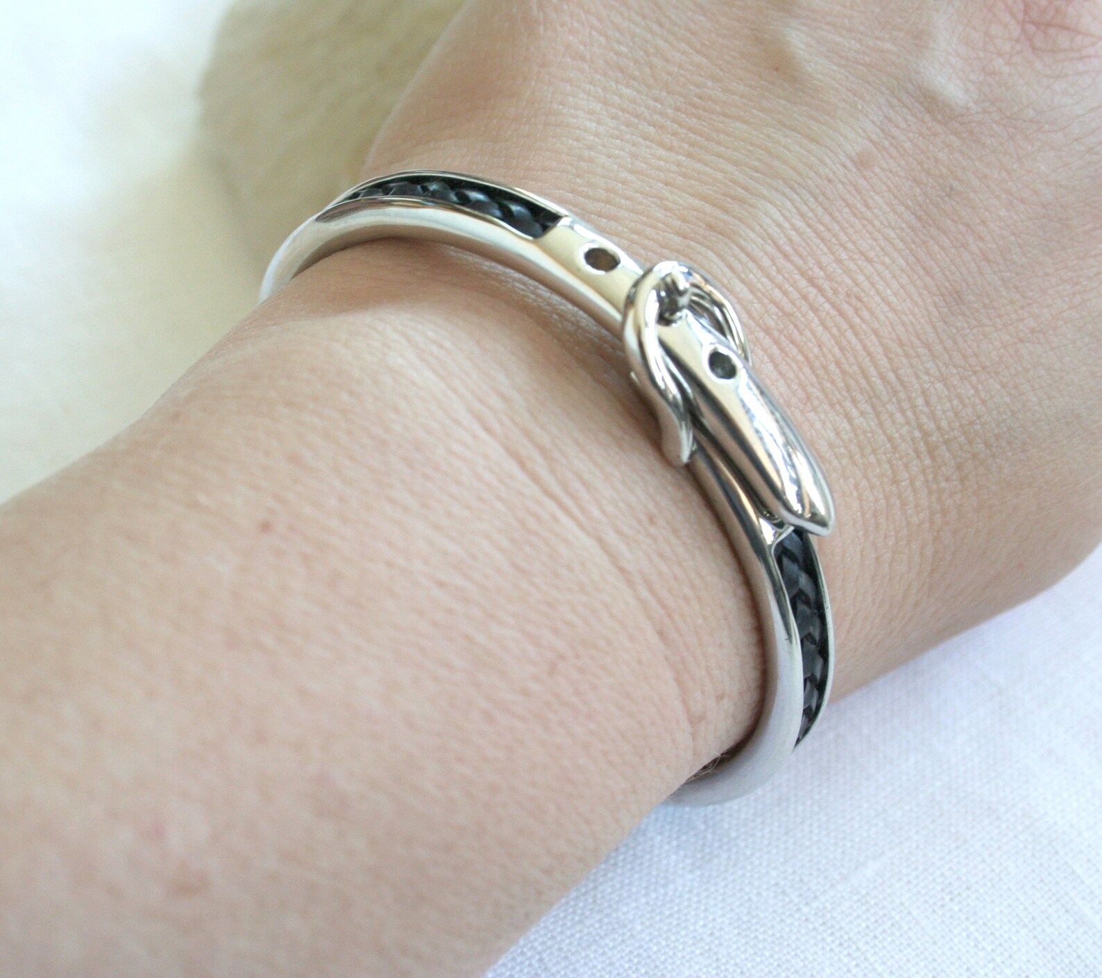 Vintage Ralph Lauren hinged buckle bracelet. Leather bracelet Etsy