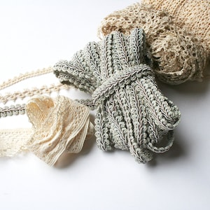 Lot of vintage lace trim. Craft supplies, vintage supplies, sewing supplies, natural trim, cotton trim, mid century crafts, narrow trim