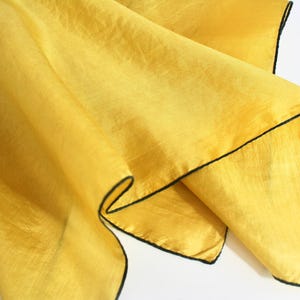 Early Vera Neumann neckerchief. Silk Vera scarf, mid century, rockabilly, unisex, mustard yellow, black, small, pocket square