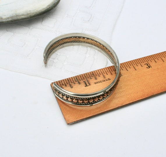 Vintage sterling silver mixed metal cuff bracelet… - image 6