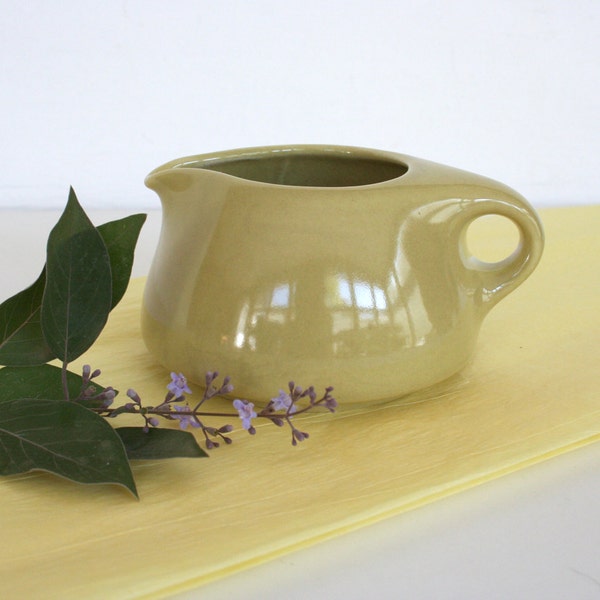 Mid century creamer by Russel Wright. Iroquois, chartreuse, mustard yellow, olive green, mod, modern, small, pitcher.