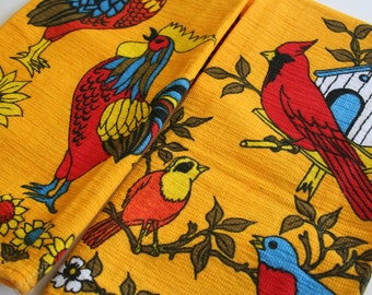 Vintage Parisian Prints Kitchen Towels, Rooster, Robin, Sunflower