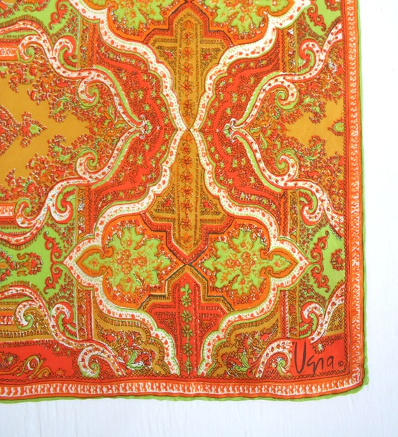 Retro Vera Neumann scarf with ornate paisley scro… - image 5