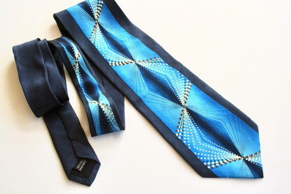 Emilio Ponti Silk Necktie, Y2K Geometric Optical Illusion Design