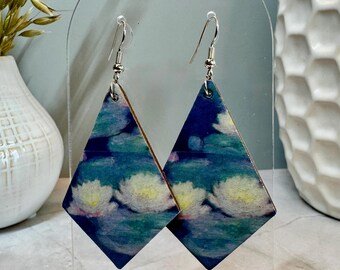 Famous art print wooden earrings