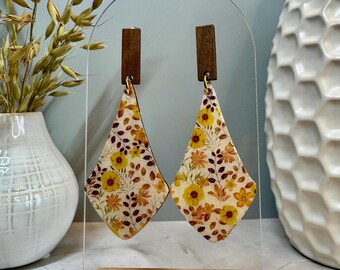 Small wooden earrings with fun prints