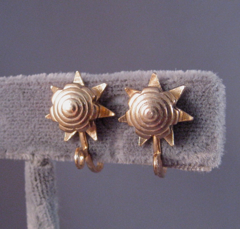 Screw Back Earring Converters Star/ Sun/ Flower Design/Gold Plated/ Change Your Earrings to Screw Backs, Vintage Earring Finding image 3