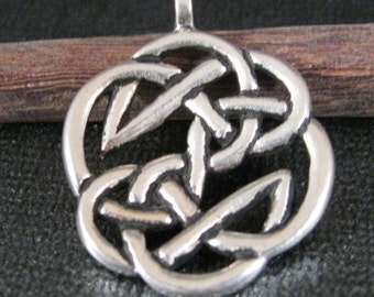 TierraCast Round Celtic / Tribal Pendant in Antiqued Silver Plate, Just add a Cord