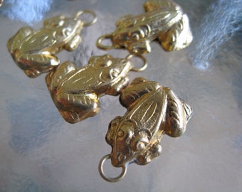 Frog Charms 24K plated 2 Chinese Charms, Double Faced Great Details