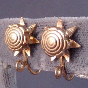 Screw Back Earring Converters Star/ Sun/ Flower Design/Gold Plated/ Change Your Earrings to Screw Backs, Vintage Earring Finding image 1