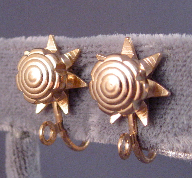 Screw Back Earring Converters Star/ Sun/ Flower Design/Gold Plated/ Change Your Earrings to Screw Backs, Vintage Earring Finding image 1