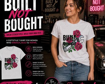 Built Not Bought Shirt, Car Girl Shirt, Automotive Enthusiast Tee, Gearhead Shirt for Women, Car Meet Outfit, Mechanic Gift, Racing Lover Te