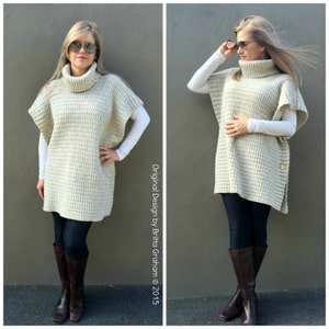 Crochet Poncho Pattern Modern Style No.932 Digital ePattern Instant Download English ONE Size