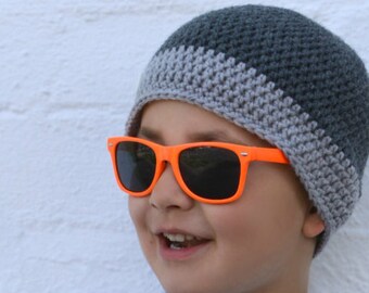 Boys beanie crochet pattern in Prem, Newborn, Baby, Toddler and Kids Sizes suits beginners and uses DK weight yarn No.305 Digital Download