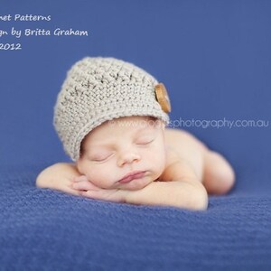 Newsboy Hat Crochet Pattern in Newborn, Baby and Toddler Sizes No.206 Digital Download English