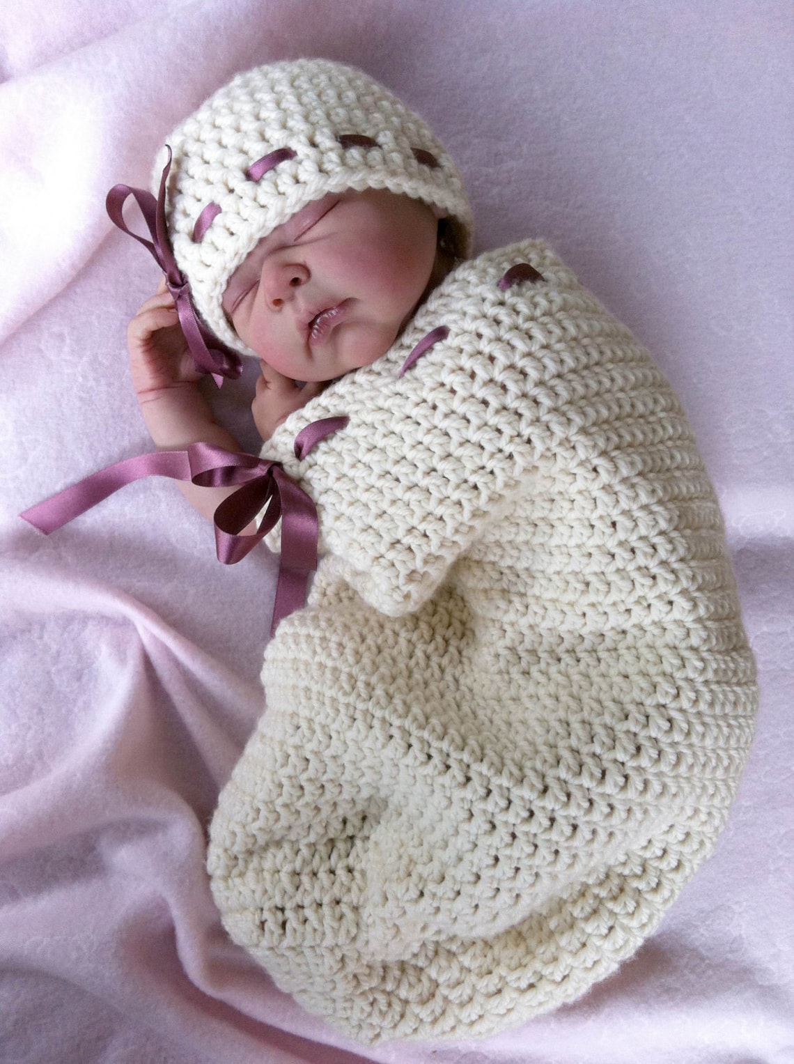 Crochet Baby Pattern Natural Newborn Baby Hat and Cocoon Etsy
