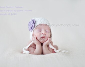 Baby Crochet Hat Pattern - Bumpy Earflapper with swirly ties No.604 Digital Download English