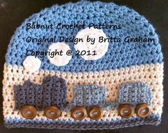Easy Peasy Train Hat crochet pattern for boys No.109 Digital Download English