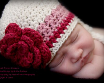 Baby Hat Pattern with eaflaps and braids in Newborn, Baby, Toddler and Kid Sizes No.603 Digital Download English