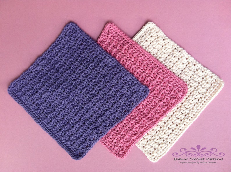 Crochet Dish Cloth Patterns THREE Instant Digital Downloads English image 5