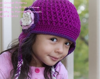 Crochet Hat Pattern - Textured Earflap Crochet Hat Pattern No.602 Unisex NINE Sizes from Newborn to Adult digital pdf English