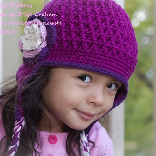 Crochet Earflap Hat - Textured Earflap Crochet Hat Pattern No.602 Unisex NINE Sizes from Newborn to Adult Digital Download