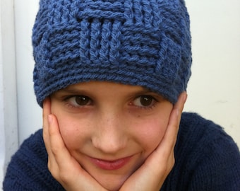 Boys Basketweave Beanie Crochet Pattern No.124 Digital Download Hat Torgue Mens Baby Toddler Sizes English