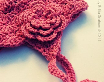 Crochet Hat Pattern - Shell Stitch Baby Hat with Earflaps No.605 Newborn Baby Sizes Digital Download