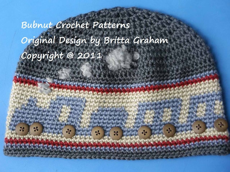 Boys Crochet Hat Pattern Choo Choo Train Hat Crochet Pattern No.402 FOUR Sizes uses LIGHT worsted weight yarn English image 2