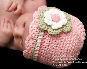 Baby Hat Crochet Pattern with Shell Trim - Crochet Hat Pattern in Preemie, Newborn, Baby and Toddler Sizes No.104 ePattern English