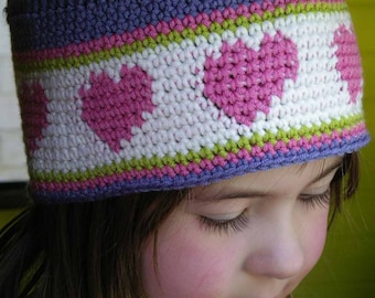 Crochet Hat Pattern - Sweetheart Hat Crochet Pattern No.401 SIX Sizes uses Double Knitting DK weight (Australian 8ply) yarn English