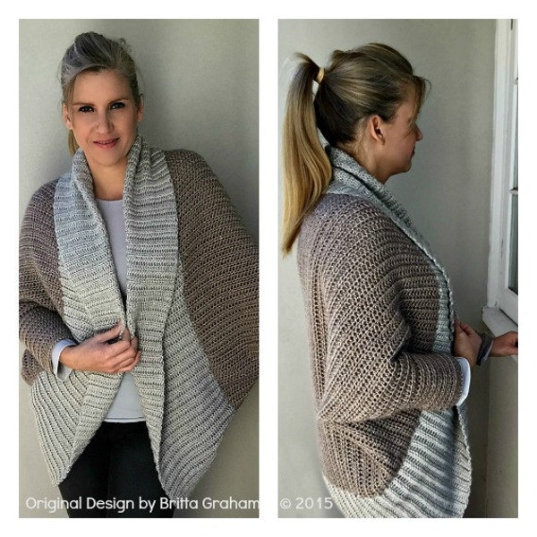 Crochet Shrug Pattern - Oversized Sweater Cardigan Crochet Pattern in One Size No.922 Digital Pattern Instant Download English ONE Size