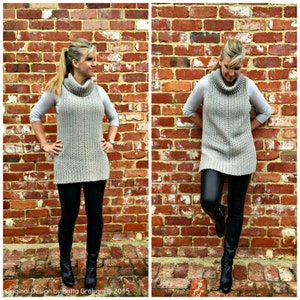 Crochet Vest Pattern - Ribbed Hem Tunic Sleeveless Sweater Pullover Crochet Pattern No.931 Digital Pattern English