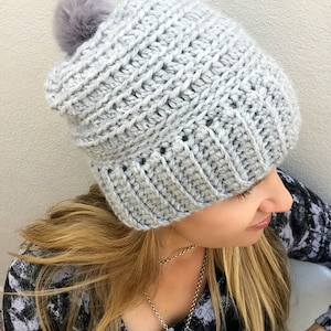 Slouchy Crochet Hat Pattern for chunky yarn No.240 Digital Download English