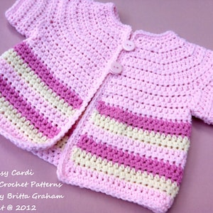 Crochet Baby Jacket Pattern Easy Peasy Cardigan Crochet Pattern No.907 THREE Baby Sizes Digital Download English image 2