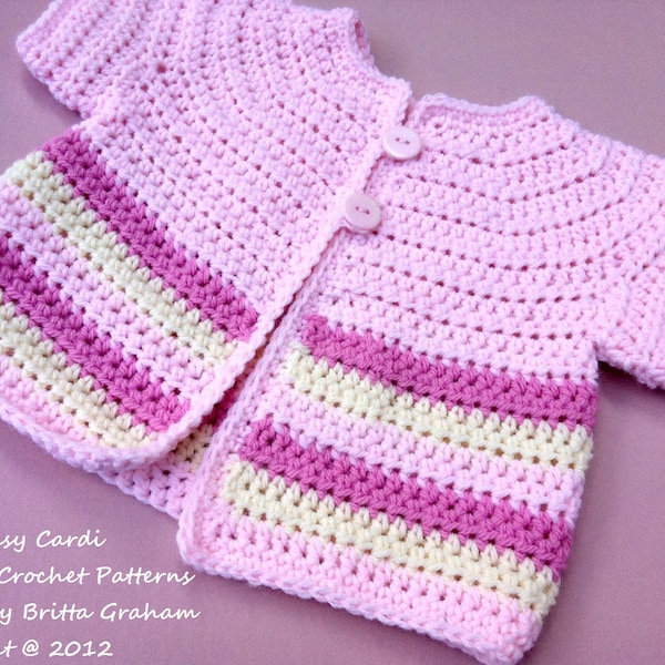 Easy Peasy Baby Sweater - Cardigan Crochet Pattern No.907 TRES Tallas de Bebé Descarga Digital Inglés