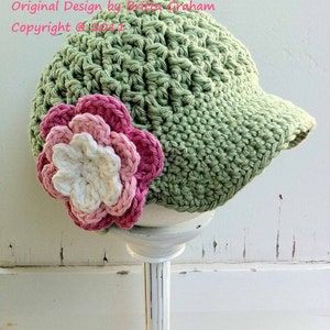 Crochet Hat Pattern Newsboy Cap Crochet Pattern No.207 SEVEN Sizes Digital ePattern Downloadable English image 3