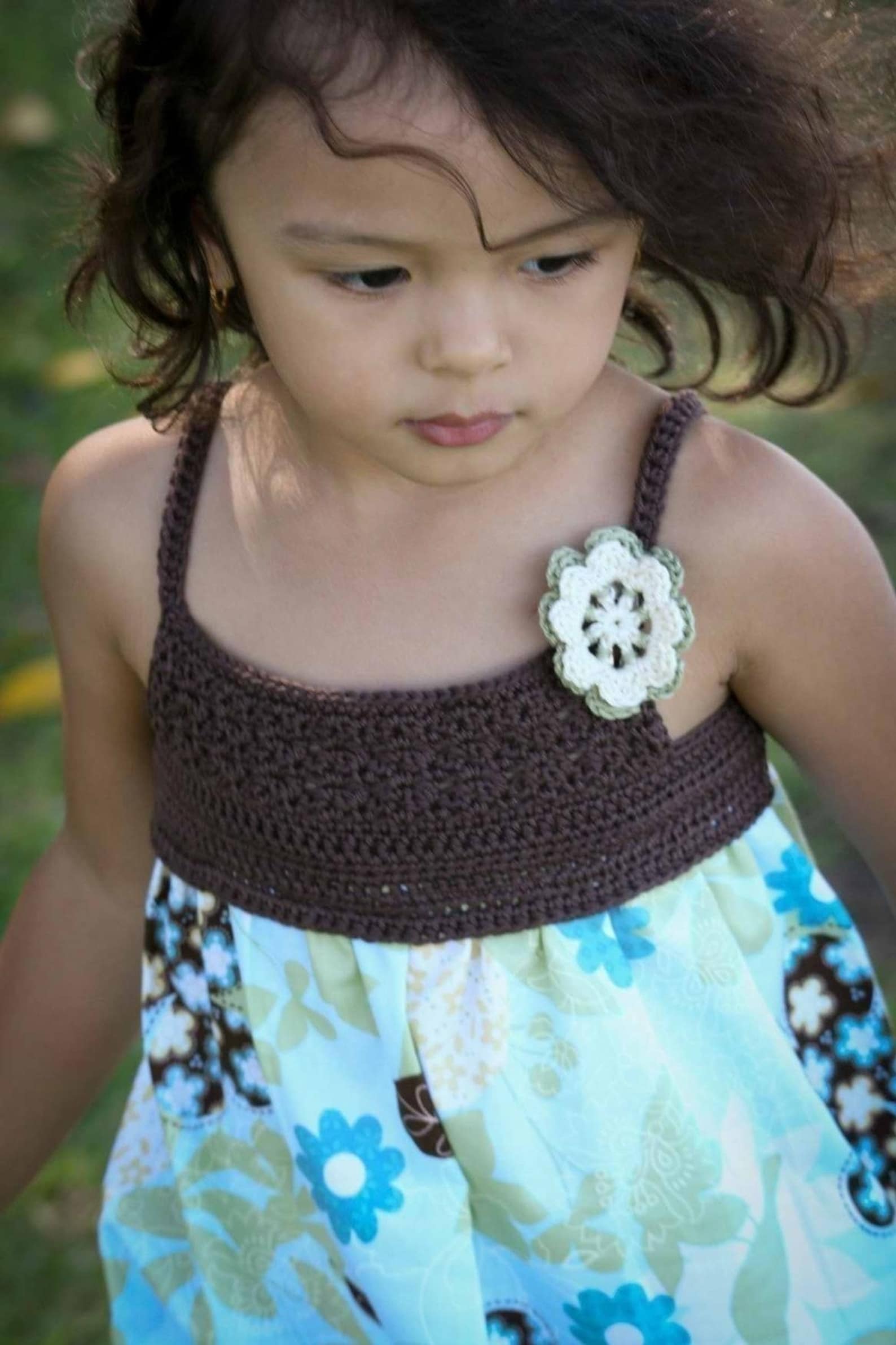 Crochet Dress Pattern With Fabric Skirt for Girls in Four Etsy
