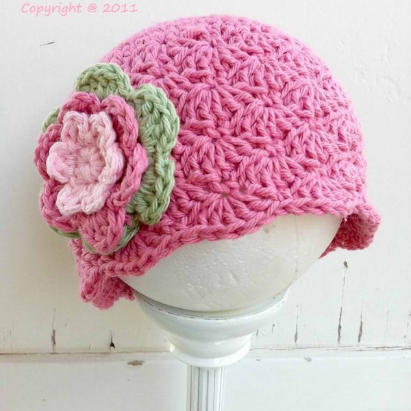 Crochet Hat Pattern - Shell Stitch Cap Crochet Pattern No.113 Digital Download PDF English