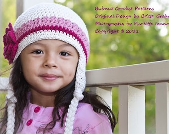 Crochet Hat Pattern - Earflap Hat Pattern No.603 Unisex Newborn Baby Toddler Adult Sizes Digital Download English