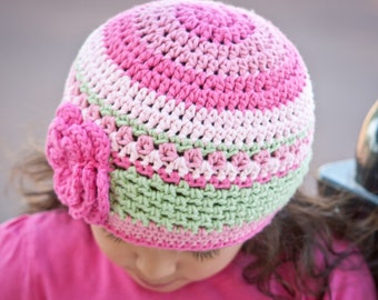 Pretty in Pink Beanie - Crochet Hat Pattern No.P114 Digital Baby Toddler Kid PDF English