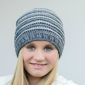 Ribbed crochet hat pattern No.306 Digital Download PDF