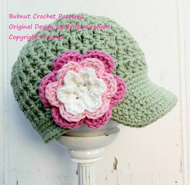 Crochet Hat Pattern Newsboy Cap Crochet Pattern No.207 SEVEN Sizes Digital ePattern Downloadable English image 2