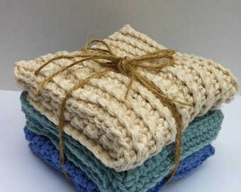 Three Modern Crochet Dish Cloth Patterns Scrubbies Instant Digital Download PDF English