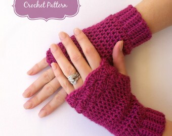Fingerless Gloves Crochet Pattern No.913 Shell Trim Glove Crochet Pattern Digital Download English