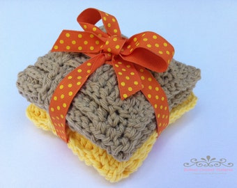 Crochet Dish Cloth Patterns THREE Instant Digital Downloads English